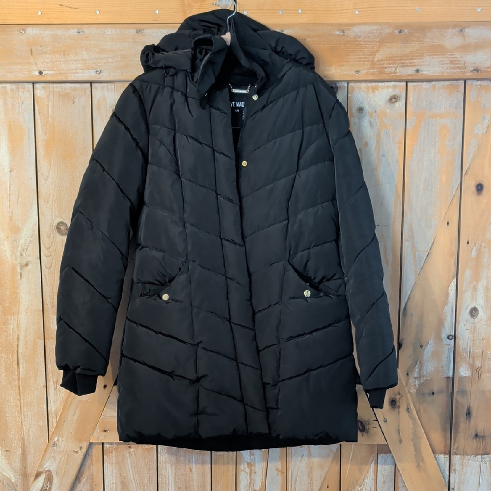 Awesome Steve Madden Black Winter Puffer Jacket.  Large